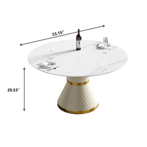 53.15"Modern artificial stone round white carbon steel base dining table - can accommodate 6 people - W1535S00004 - image - 9