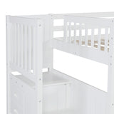 Full Over Full Bunk Bed with Twin Size Trundle (White) - Home Elegance USA