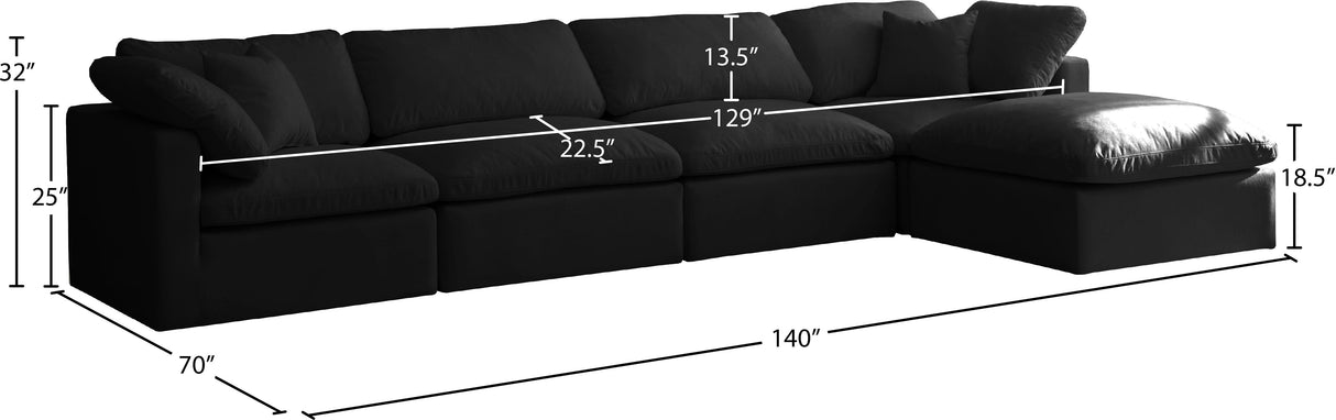 Plush - Cloud Modular Sectional 5 Piece - Black - Fabric - Home Elegance USA