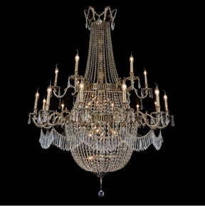 Summer Palace 30-Light Chandelier in Clear Glass & Antique Brass – Aico Furniture