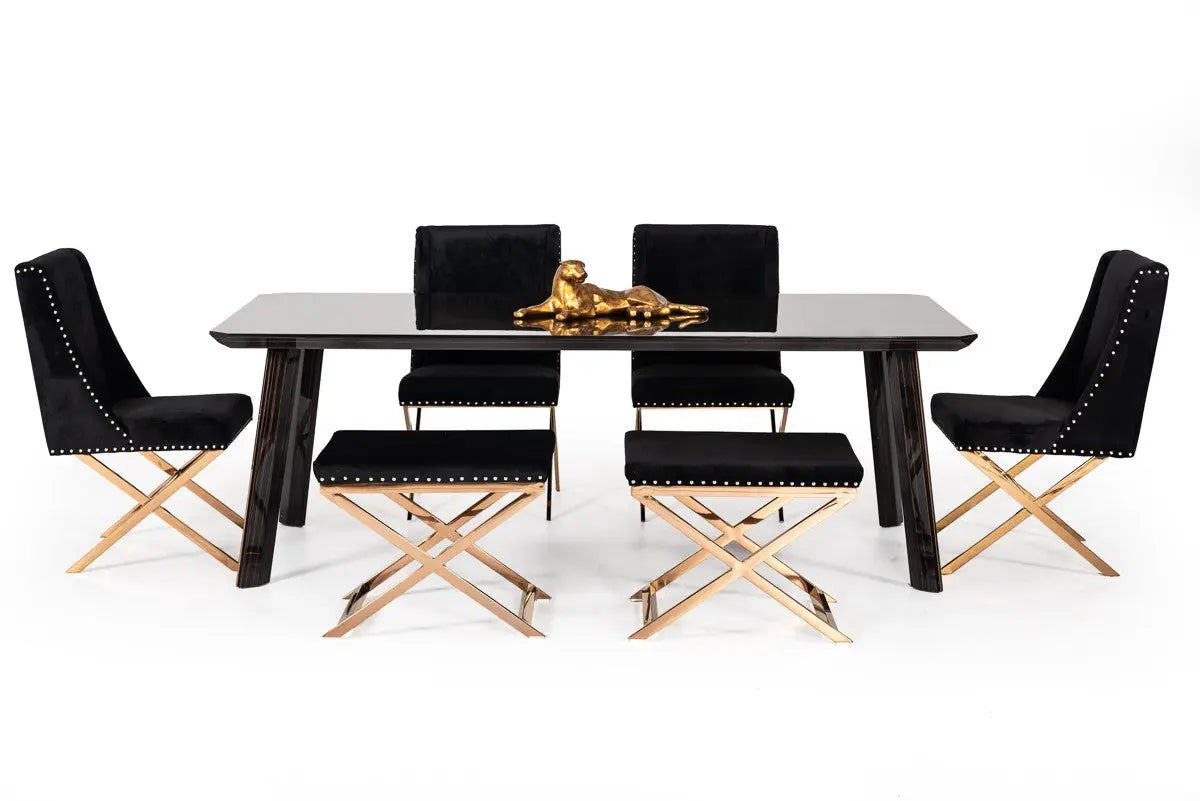 Vig Furniture - Modrest Chadwick Modern Ebony & Rosegold Dining Table - Vghb297T3-Ebn