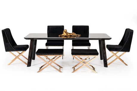 Vig Furniture - Modrest Chadwick Modern Ebony & Rosegold Dining Table - Vghb297T3-Ebn