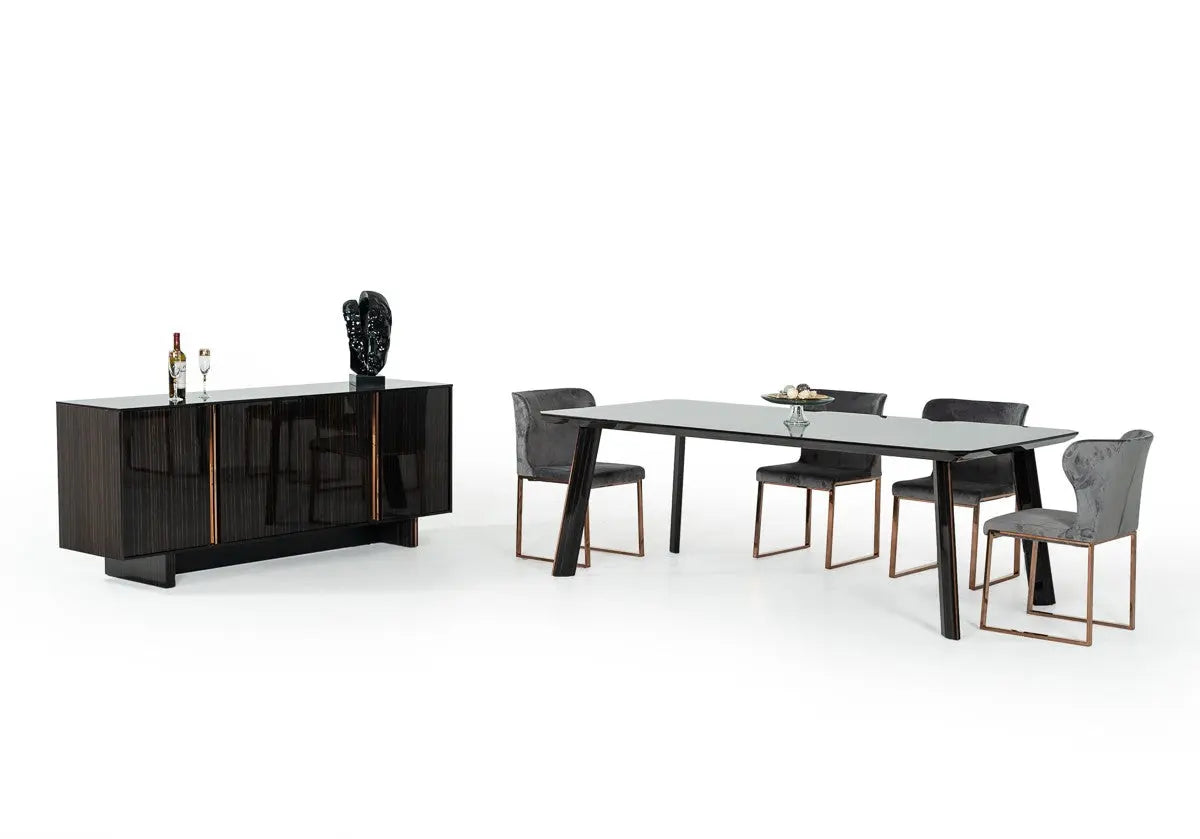 Vig Furniture - Modrest Chadwick Modern Ebony & Rosegold Dining Table - Vghb297T3-Ebn