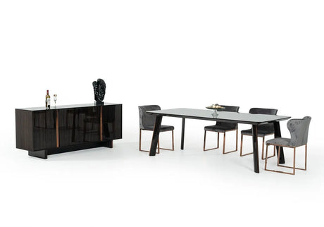 Modrest Chadwick Modern Ebony & Rosegold Dining Table Vghb297T3-Ebn