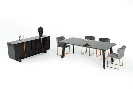 Modrest Chadwick Modern Ebony & Rosegold Dining Table Vghb297T3-Ebn