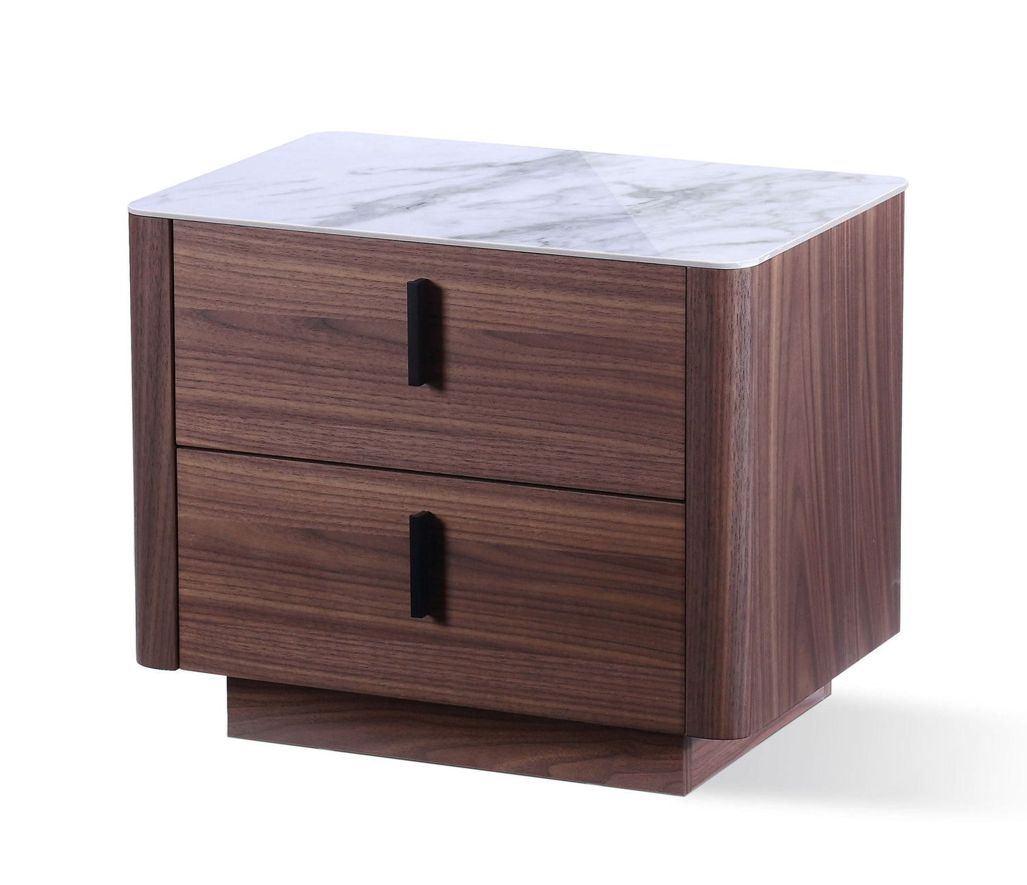 Vig Furniture Modrest Chelton - Contemporary White Ceramic & Walnut Nightstand