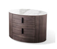 Vig Furniture Modrest Chelton - Contemporary White Ceramic & Walnut Oval Nightstand