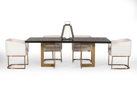 Vig Furniture - Modrest Cheryl Modern Black Acacia & Antique Brass Dining Table - Vglbowen-Dt220