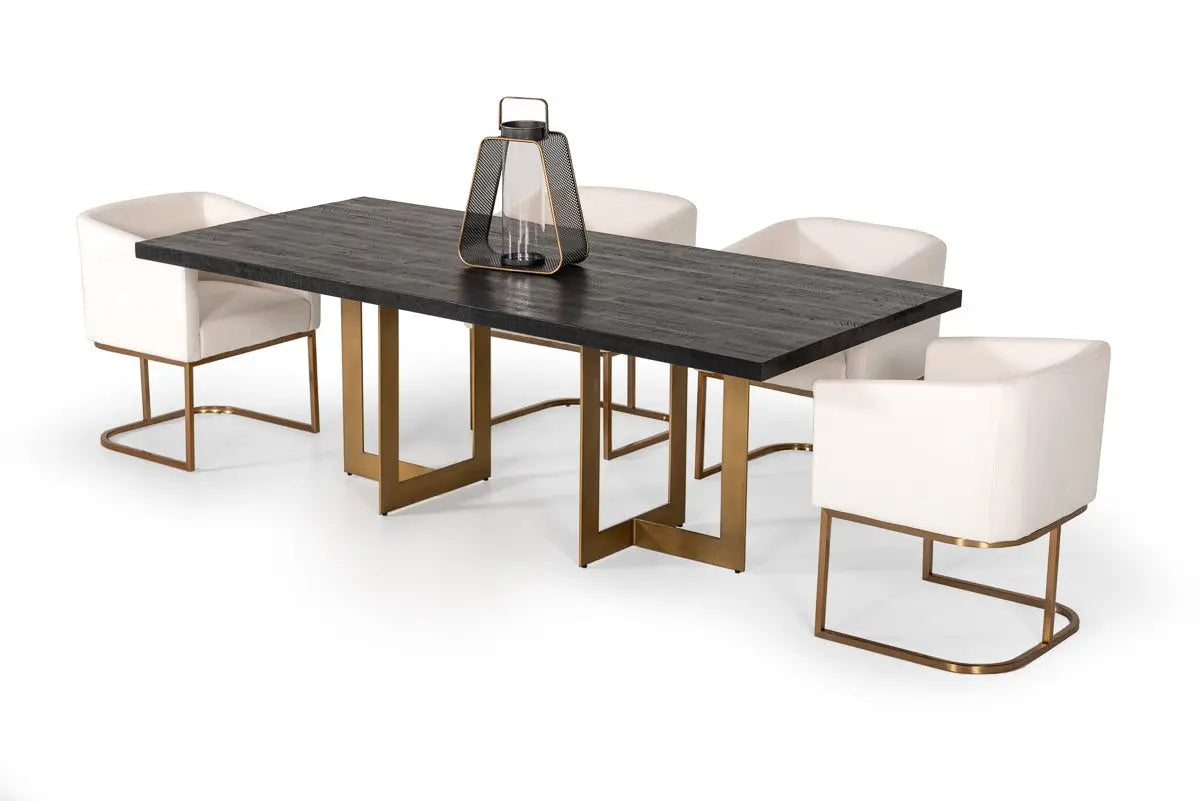 Vig Furniture - Modrest Cheryl Modern Black Acacia & Antique Brass Dining Table - Vglbowen-Dt220