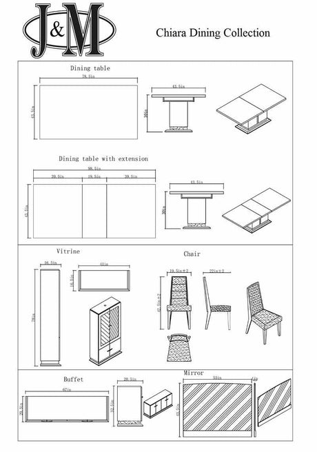 Chiara Modern 7 Piece Dining Room Set - 18754-7Set | J&M