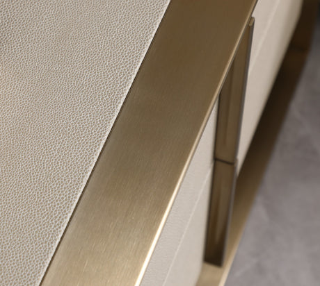 Vig Furniture Nova Domus Cartier - Modern Beige Shagreen and Brushed Brass Dresser