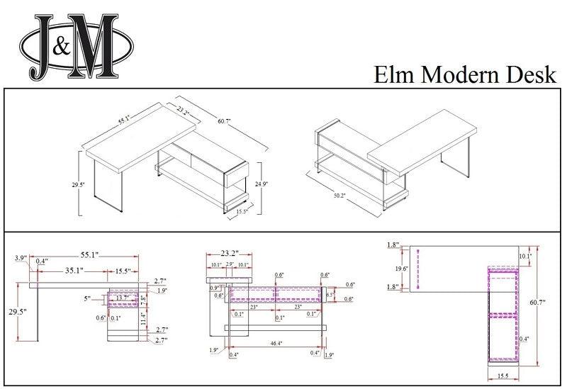 J&M Furniture - Elm Modern Desk In Warm Walnut Veneer - 178852