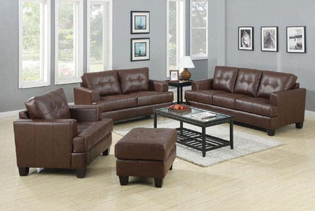 Coaster Furniture - Samuel Dark Brown Leather Sleeper Sofa and Loveseat Set - 504070-72