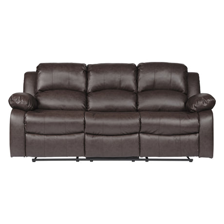 Comfortable Double Reclining Sofa 1pc Brown Color Bonded Leather Match Solid Wood Plywood Frame Living Room Furniture