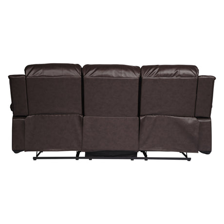 Comfortable Double Reclining Sofa 1pc Brown Color Bonded Leather Match Solid Wood Plywood Frame Living Room Furniture