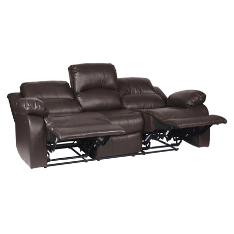 Comfortable Double Reclining Sofa 1pc Brown Color Bonded Leather Match Solid Wood Plywood Frame Living Room Furniture