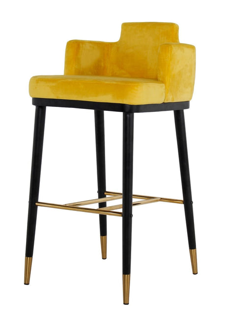 Vig Furniture Modrest Conifer - Modern Glam Yellow Barstool