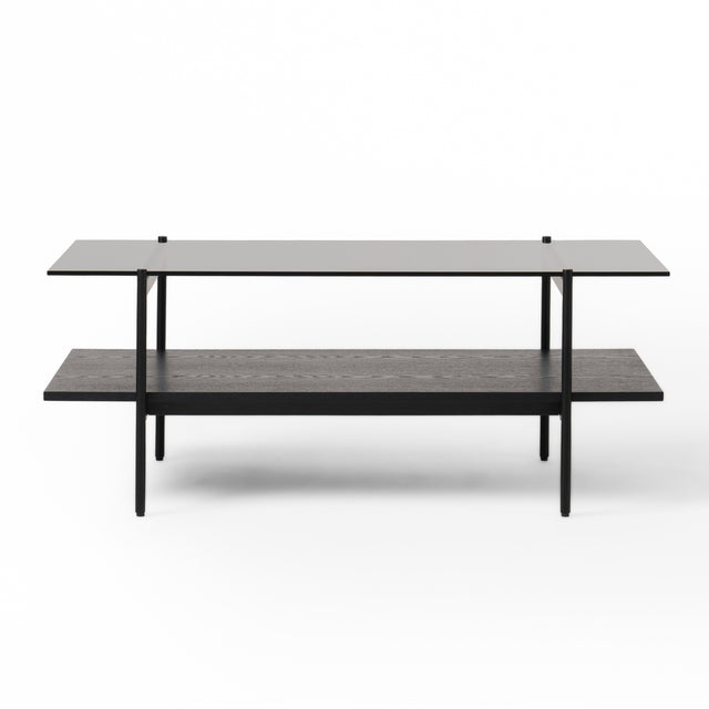 Vig Furniture Modrest Conley - Mid-Century Modern Grey Glass + Black Ash Coffee Table