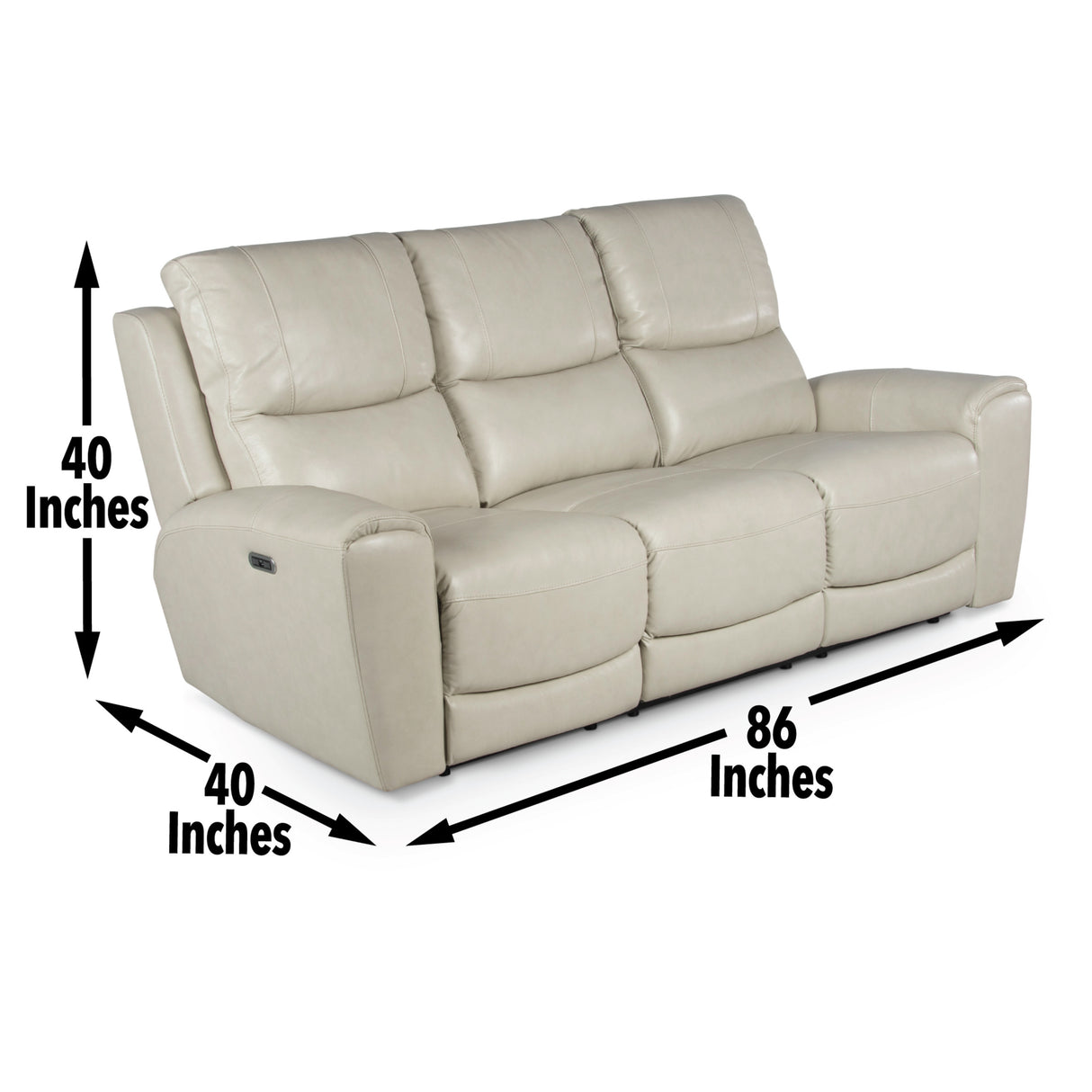 Contemporary Leather Collection - Power Leg Rest, Articulating Headrest - USB Charging, Home Button - Ivory Dual Reclining Sofa, Stylish and Convenient Home Elegance USA