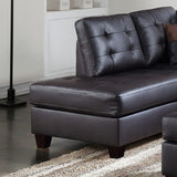 Contemporary Sectional Sofa Espresso Faux Leather Cushion Tufted Reversible 3pc Sectional Sofa L/R Chaise Ottoman Living Room Furniture - Home Elegance USA
