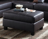 Contemporary Sectional Sofa Espresso Faux Leather Cushion Tufted Reversible 3pc Sectional Sofa L/R Chaise Ottoman Living Room Furniture - Home Elegance USA
