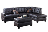Contemporary Sectional Sofa Espresso Faux Leather Cushion Tufted Reversible 3pc Sectional Sofa L/R Chaise Ottoman Living Room Furniture - Home Elegance USA