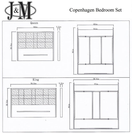 Copenhagen 5 Piece Queen Bedroom Set - 18777-Q-5Set | J&M