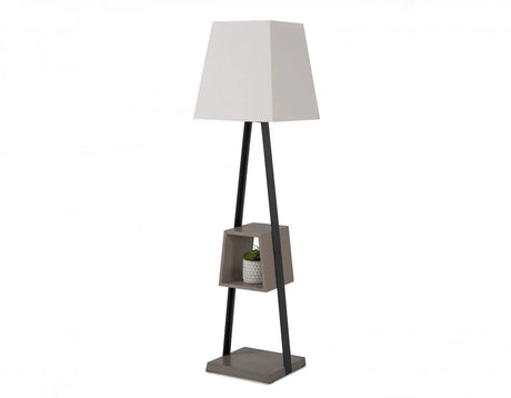 Modrest Cortez Modern Black Metal & Faux Concrete Floor Lamp Vggrtrapeze