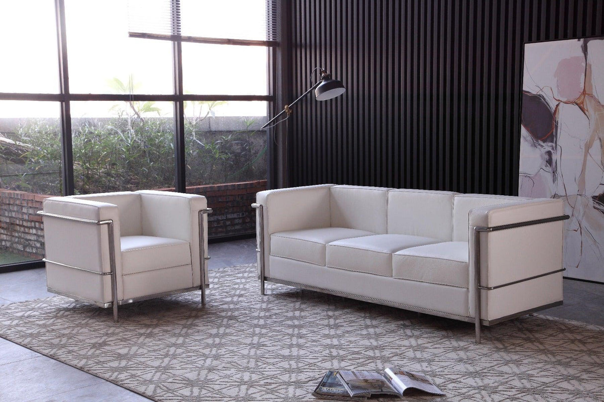 Cour Italian Leather Sofa In White - 176551 - S - W | J&M | Home Elegance USA
