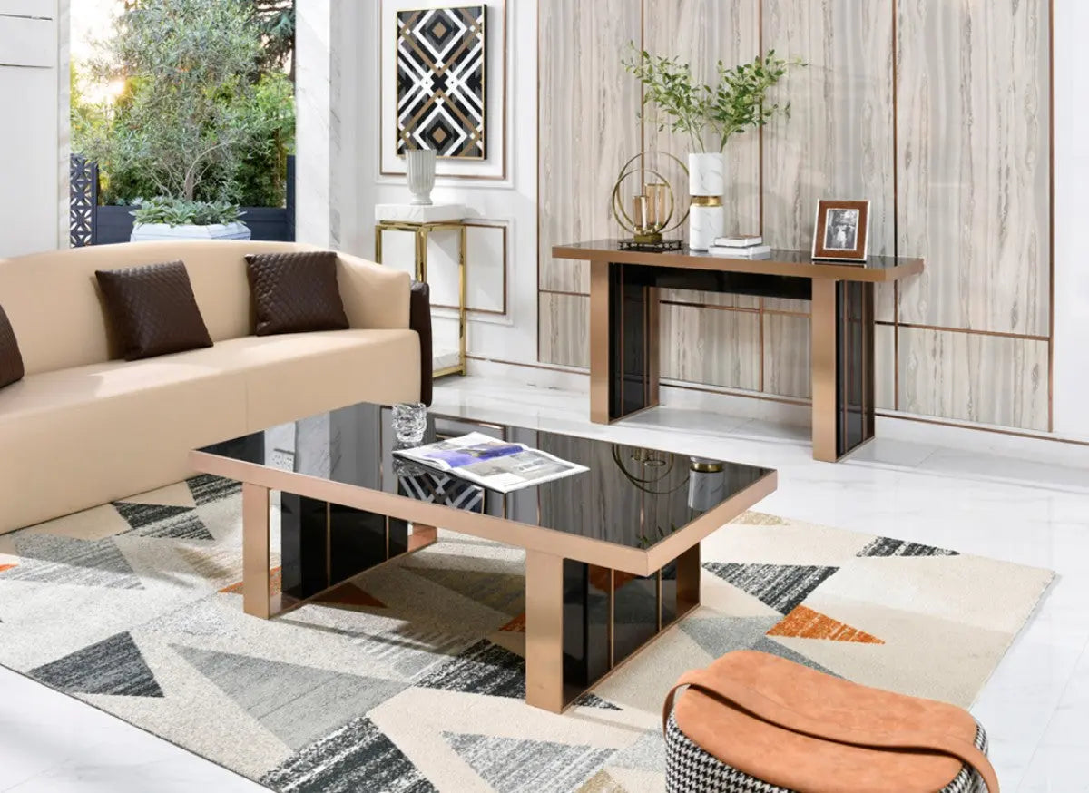 Vig Furniture - Nova Domus Cartier Modern Black & Rosegold Console Table - Vgvck-A002
