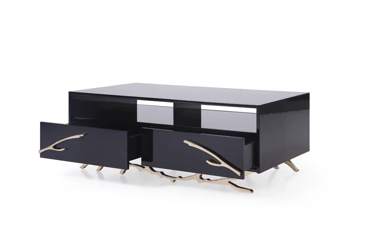 Vig Furniture - Modrest Legend Modern Black & Gold Coffee Table - Vgvcct8111-Blk