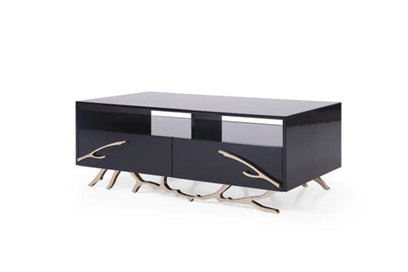 Modrest Legend Modern Black & Gold Coffee Table Vgvcct8111-Blk