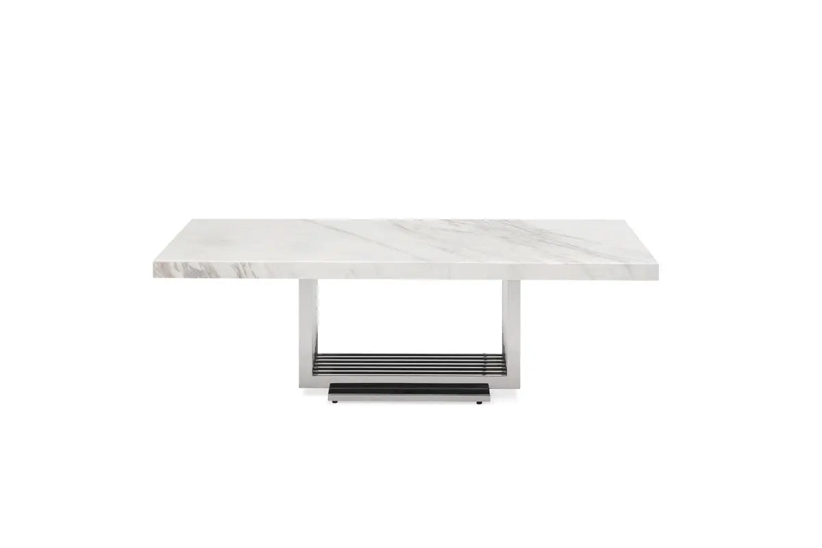 Vig Furniture - Modrest Kingsley Modern Marble & Stainless Steel Coffee Table - Vgvcct8933-Stl