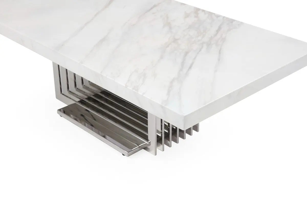 Vig Furniture - Modrest Kingsley Modern Marble & Stainless Steel Coffee Table - Vgvcct8933-Stl