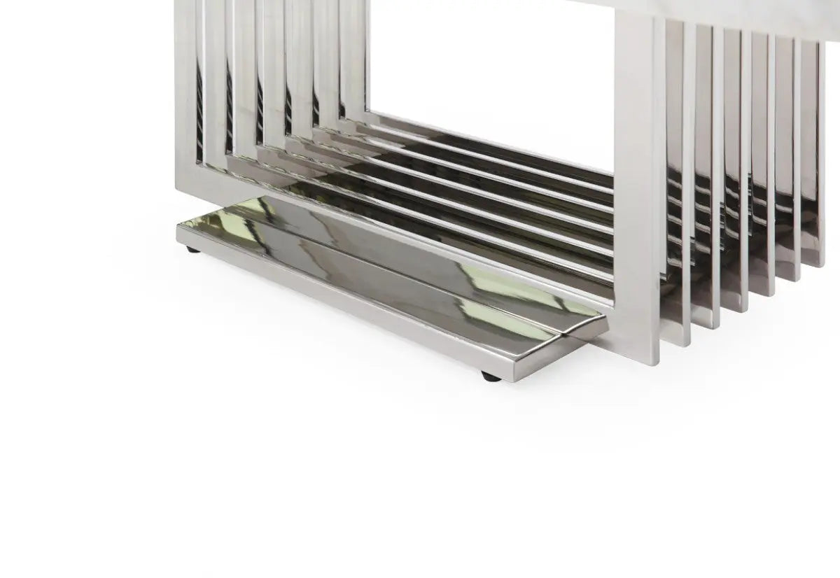 Vig Furniture - Modrest Kingsley Modern Marble & Stainless Steel Coffee Table - Vgvcct8933-Stl