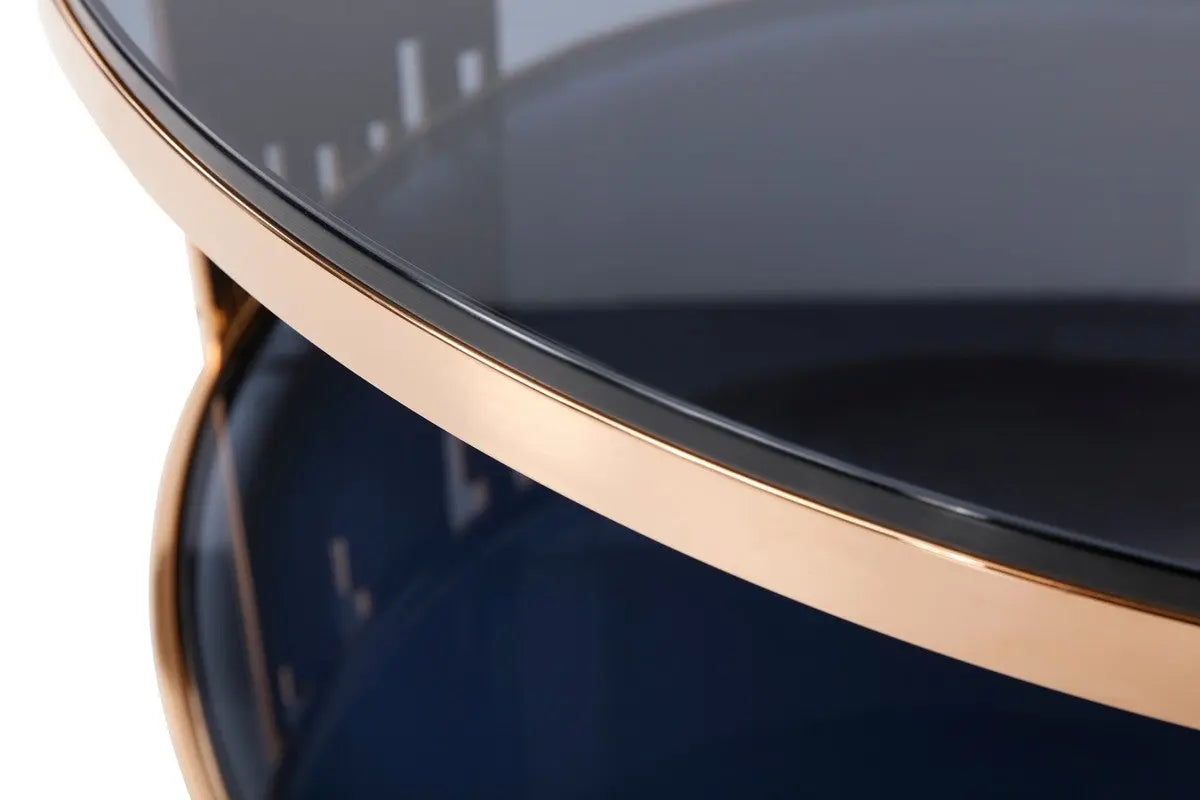 Vig Furniture - Modrest Bryce Modern Smoked Glass & Rosegold Round Coffee Table - Vgvcct8970