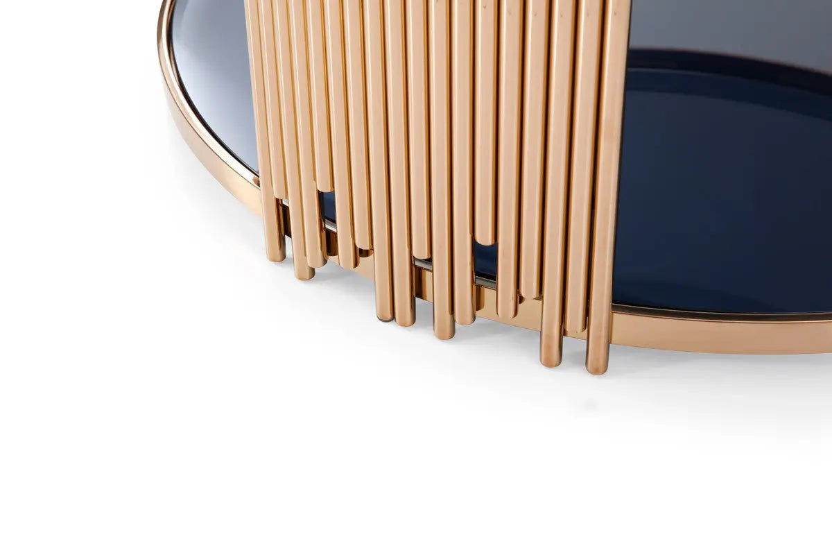 Vig Furniture - Modrest Bryce Modern Smoked Glass & Rosegold Round Coffee Table - Vgvcct8970