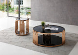 Vig Furniture - Modrest Bryce Modern Smoked Glass & Rosegold Round Coffee Table - Vgvcct8970