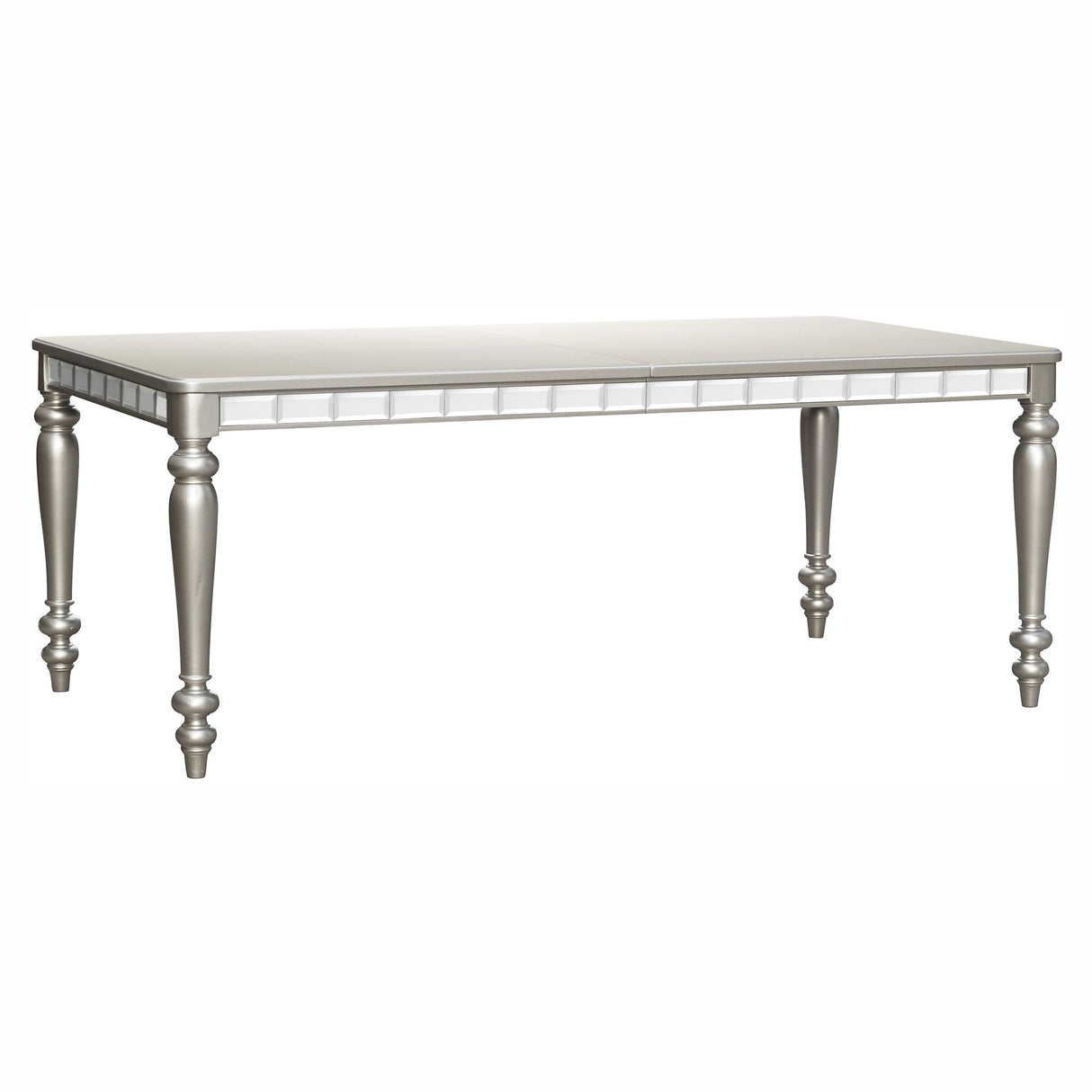 Glamorous Silver Finish Dining Set 5pc Dining Table 4x Side Chairs Crystal Button Tufted Upholstered Modern Style Furniture - Home Elegance USA