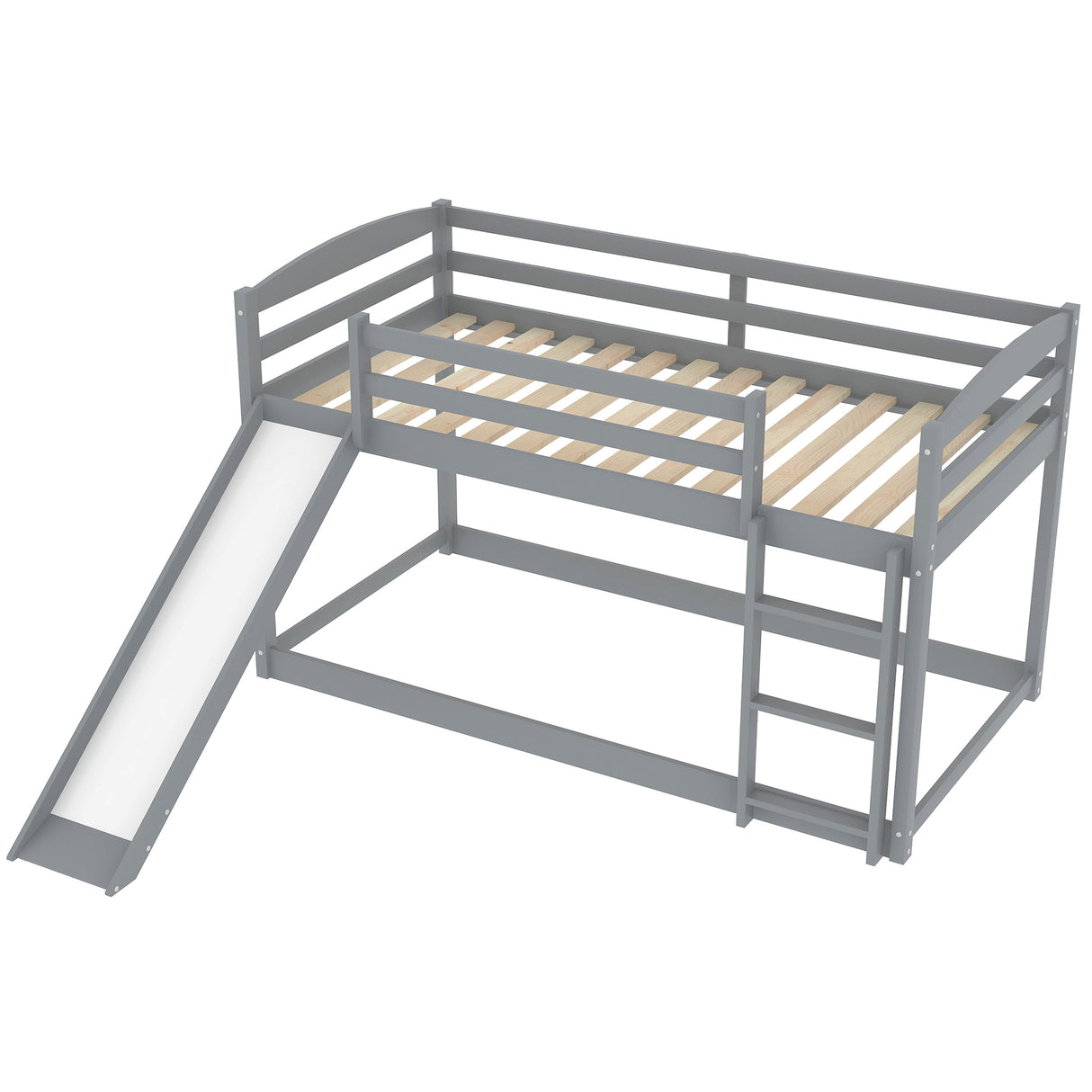 Twin over Twin Bunk Bed with Convertible Slide and Ladder , Gray(Old SKU:WF281725AAE) - Home Elegance USA