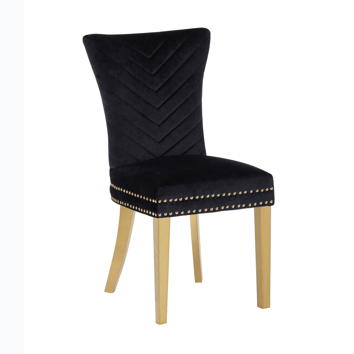 Eva 2 Piece Gold Legs Dining Chairs Finished with Velvet Fabric in Black - Home Elegance USA