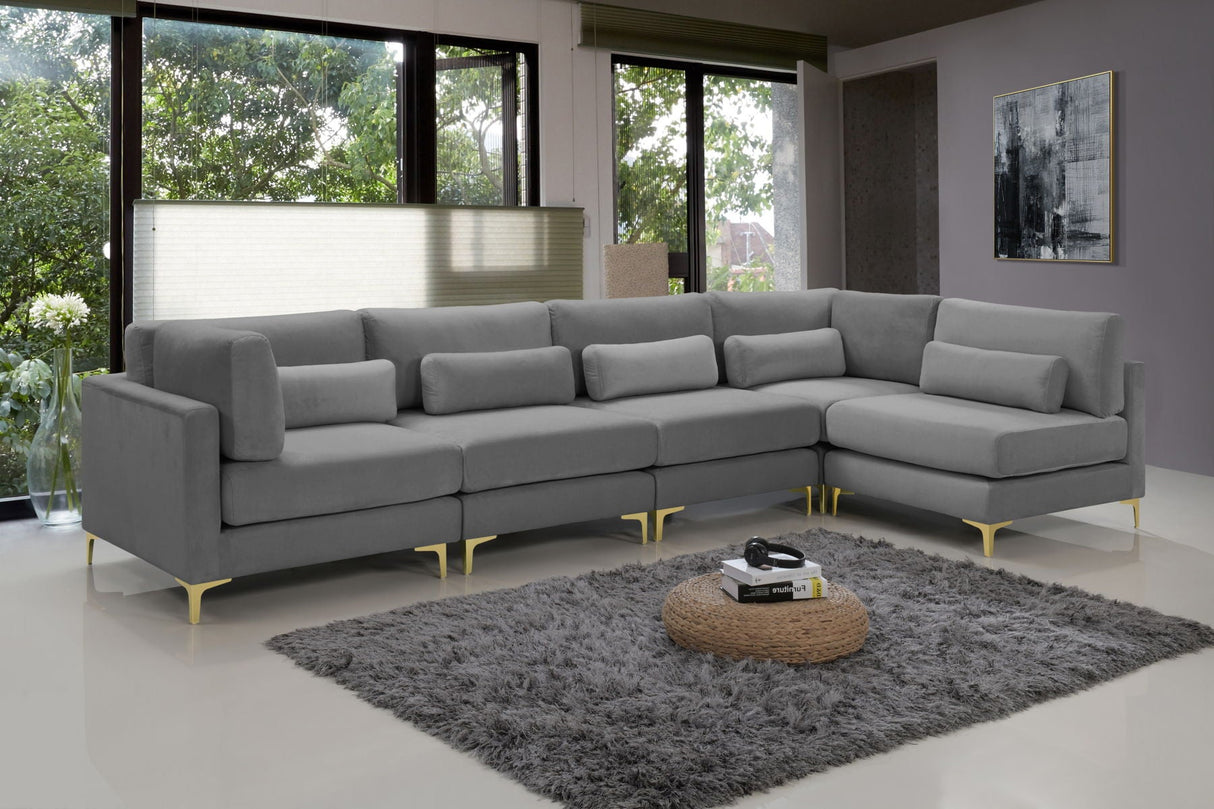 Julia - Modular Sectional 5 Piece - Gray - Home Elegance USA