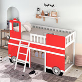 Twin Size Bus Shaped Loft Bed with Underbed Storage Space,Red - Home Elegance USA