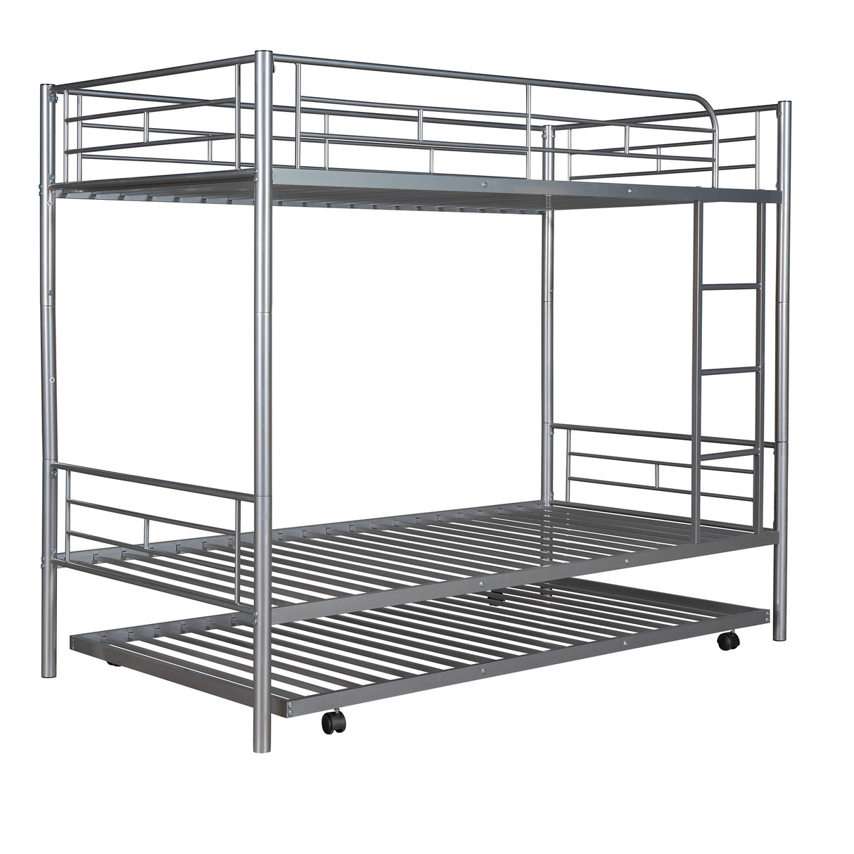 Twin-Over-Twin Metal Bunk Bed With Trundle,Can be Divided into two beds,No Box Spring needed ,White ( old sku: MF194806AAN ) - Home Elegance USA