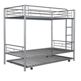 Twin-Over-Twin Metal Bunk Bed With Trundle,Can be Divided into two beds,No Box Spring needed ,White ( old sku: MF194806AAN ) - Home Elegance USA