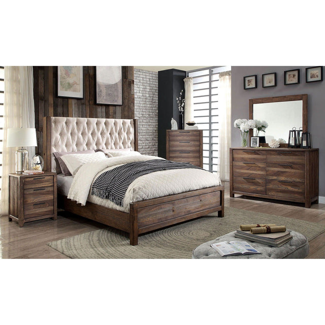 Hutchinson - 4 Piece Queen Bedroom Set - Rustic Natural Tone / Beige - Home Elegance USA