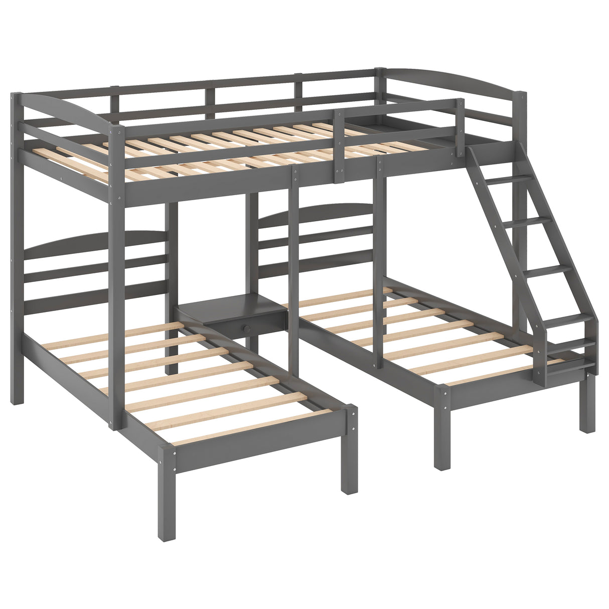 Full over Twin & Twin Bunk Bed,Triple Bunk Bed, Gray - Home Elegance USA