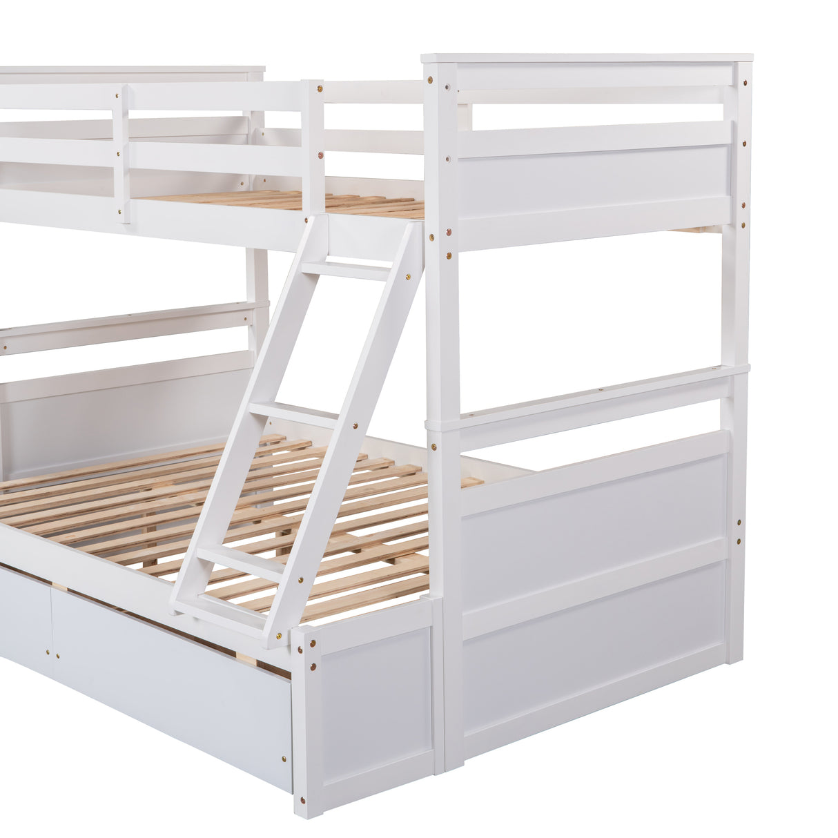 Twin over Full Bunk Bed with Storage - White(OLD SKU :LP000022AAK) - Home Elegance USA