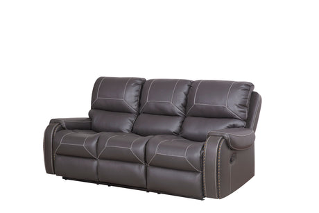 Faux Leather Reclining Sofa Couch 3 Seater Sofa for Living Room Grey Home Elegance USA
