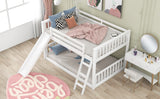 Full over Full Bunk Bed with Convertible Slide and Ladder, White - Home Elegance USA